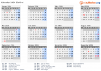 Kalender 2004 mit Ferien und Feiertagen Südtirol