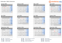Kalender 2004 mit Ferien und Feiertagen Umbrien