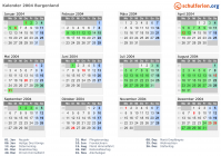 Kalender 2004 mit Ferien und Feiertagen Burgenland