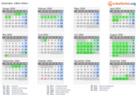 Kalender 2004 mit Ferien und Feiertagen Wien