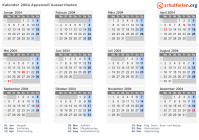 Kalender 2004 mit Ferien und Feiertagen Appenzell Ausserrhoden