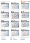 Kalender 2004 mit Ferien und Feiertagen Freiburg