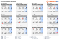 Kalender 2004 mit Ferien und Feiertagen Graubünden
