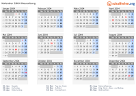 Kalender 2004 mit Ferien und Feiertagen Neuenburg