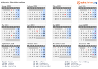 Kalender 2004 mit Ferien und Feiertagen Nidwalden