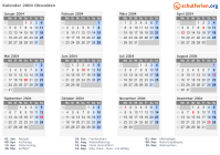 Kalender 2004 mit Ferien und Feiertagen Obwalden