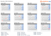 Kalender 2004 mit Ferien und Feiertagen Solothurn