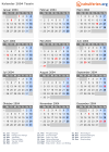 Kalender 2004 mit Ferien und Feiertagen Tessin