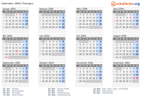 Kalender 2004 mit Ferien und Feiertagen Thurgau