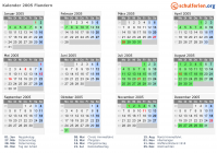 Kalender 2005 mit Ferien und Feiertagen Flandern