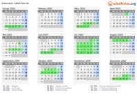 Kalender 2005 mit Ferien und Feiertagen Berlin