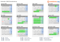 Kalender 2005 mit Ferien und Feiertagen Brandenburg