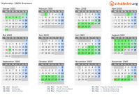 Kalender 2005 mit Ferien und Feiertagen Bremen
