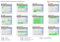 Kalender 2005 mit Ferien und Feiertagen Mecklenburg-Vorpommern