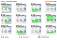 Kalender 2005 mit Ferien und Feiertagen Niedersachsen