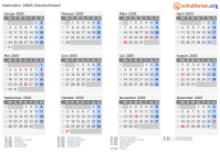 Kalender 2005 mit Ferien und Feiertagen Deutschland