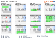 Kalender 2005 mit Ferien und Feiertagen Rheinland-Pfalz