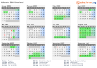 Kalender 2005 mit Ferien und Feiertagen Saarland