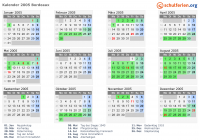 Kalender 2005 mit Ferien und Feiertagen Bordeaux