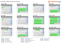 Kalender 2005 mit Ferien und Feiertagen Clermont-Ferrand