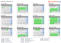 Kalender 2005 mit Ferien und Feiertagen Nizza