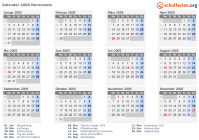Kalender 2005 mit Ferien und Feiertagen Normandie