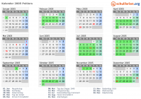 Kalender 2005 mit Ferien und Feiertagen Poitiers