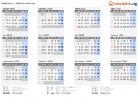 Kalender 2005 mit Ferien und Feiertagen Lombardei