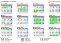 Kalender 2005 mit Ferien und Feiertagen Burgenland