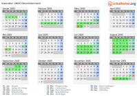 Kalender 2005 mit Ferien und Feiertagen Oberösterreich