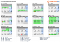 Kalender 2005 mit Ferien und Feiertagen Steiermark
