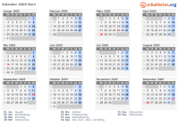 Kalender 2005 mit Ferien und Feiertagen Bern