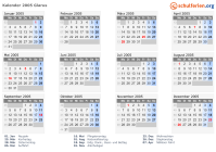 Kalender 2005 mit Ferien und Feiertagen Glarus
