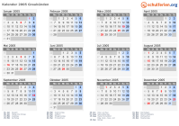 Kalender 2005 mit Ferien und Feiertagen Graubünden