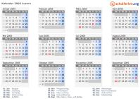 Kalender 2005 mit Ferien und Feiertagen Luzern