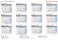 Kalender 2005 mit Ferien und Feiertagen Obwalden