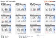 Kalender 2005 mit Ferien und Feiertagen Sankt Gallen