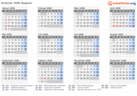 Kalender 2006 mit Ferien und Feiertagen Ägypten