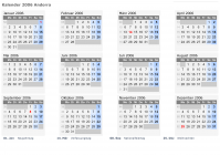 Kalender 2006 mit Ferien und Feiertagen Andorra