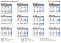 Kalender 2006 mit Ferien und Feiertagen Aserbaidschan