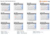 Kalender 2006 mit Ferien und Feiertagen Nordterritorium