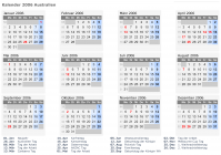Kalender 2006 mit Ferien und Feiertagen Australien
