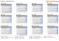 Kalender 2006 mit Ferien und Feiertagen Bahamas
