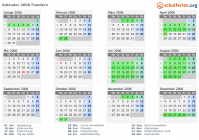 Kalender 2006 mit Ferien und Feiertagen Flandern