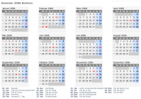 Kalender 2006 mit Ferien und Feiertagen Bolivien