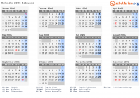 Kalender 2006 mit Ferien und Feiertagen Botsuana