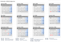 Kalender 2006 mit Ferien und Feiertagen Bulgarien