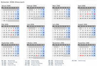 Kalender 2006 mit Ferien und Feiertagen Dänemark