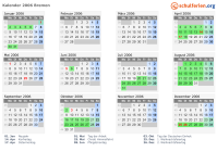 Kalender 2006 mit Ferien und Feiertagen Bremen
