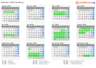 Kalender 2006 mit Ferien und Feiertagen Hamburg